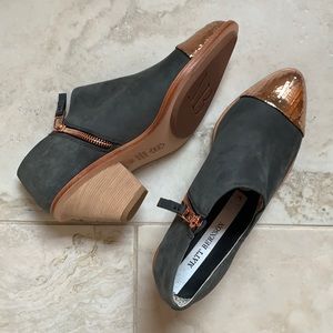 NWOT Matt Bernson X Anthropologie Gray Suede Rose Gold Cap Toe Bootie